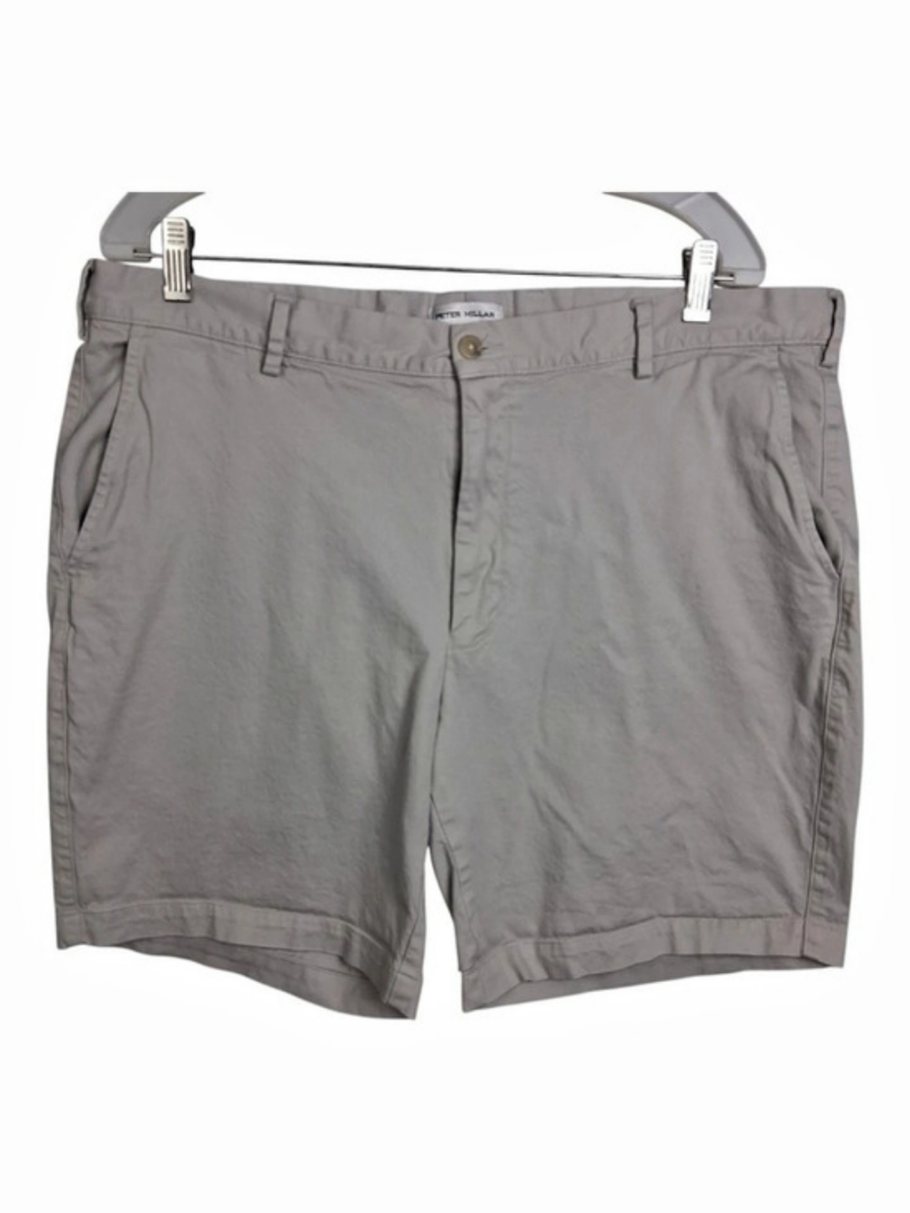 Peter Millar Pilot Twill Shorts Mens 38 Light Gray Pima Cotton Blend Chino Golf